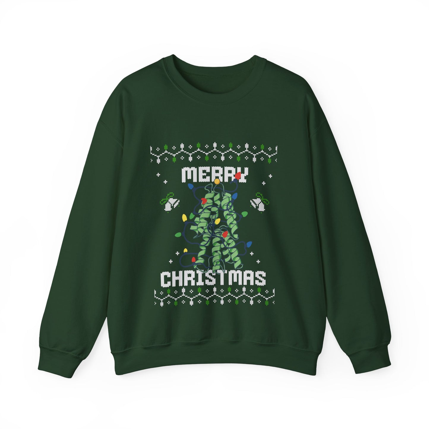 Protein Structure Christmas Tree Sweatshirt — 'Merry Christmas' Holiday Crewneck