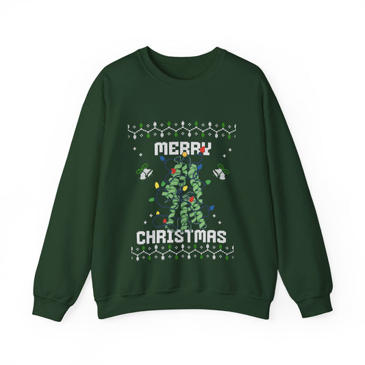 Protein Structure Christmas Tree Sweatshirt — 'Merry Christmas' Holiday Crewneck