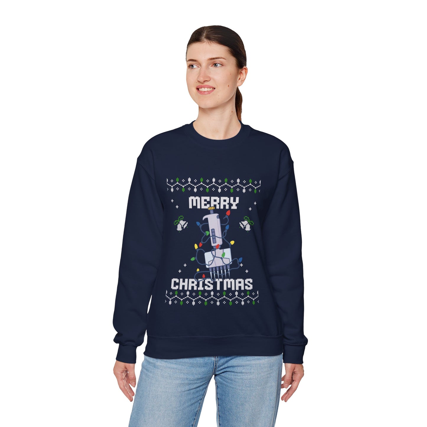Merry Christmas Multi-Channel Pipette Ugly Sweater Crewneck Sweatshirt