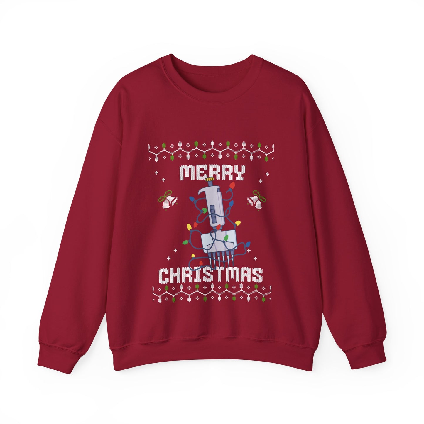 Merry Christmas Multi-Channel Pipette Ugly Sweater Crewneck Sweatshirt