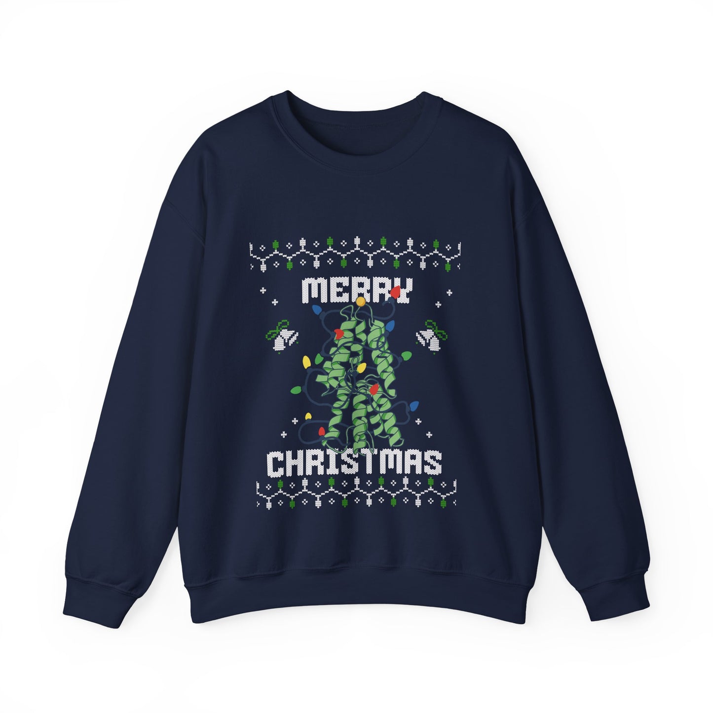 Protein Structure Christmas Tree Sweatshirt — 'Merry Christmas' Holiday Crewneck