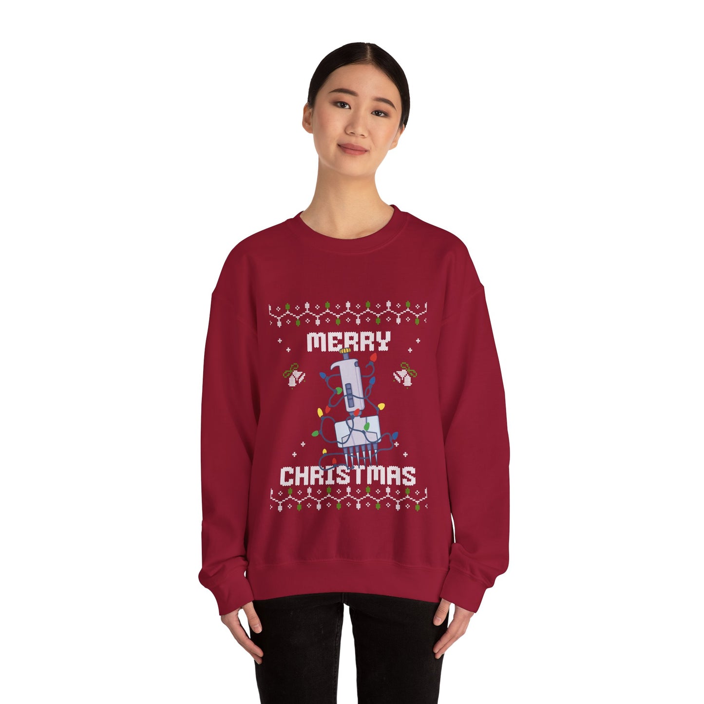 Merry Christmas Multi-Channel Pipette Ugly Sweater Crewneck Sweatshirt